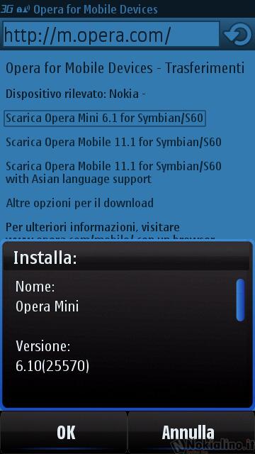 Opera Mini v. 6.10(25570) per Symbian