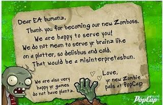 POPCAP CON ELECTRONIC ARTS: LA GENIALE LETTERA ZOMBIE AL NUOVO MANAGEMENT