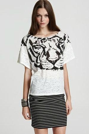 Torn by Ronny Kobo Bianca Tiger-Print Cotton Tee 