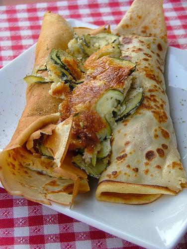 Crepes with zucchini & cheese