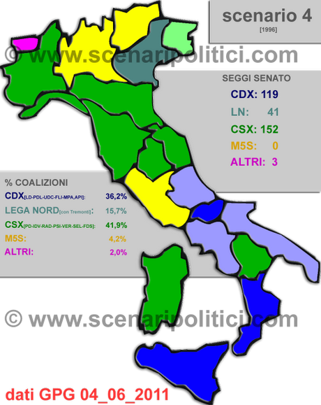 Sondaggi GPG: Scenario 4 - CSX +6% - Lombardia in bilico, CSX forte al Senato