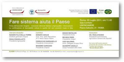 A Roma, firma accordo Unaprol - Unioncamere Agroqualità.