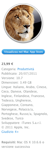 Ora è realtà:  Mac OS X Lion è disponibile per il download tramite il Mac App Store