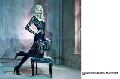 Claudia Schiffer in Dolce & Gabbaba su Vogue Germania agosto 2011