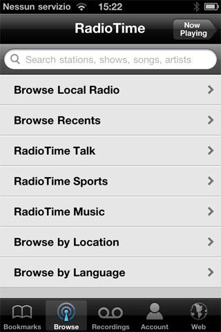 TuneIn search Tuneln Radio Pro: tutte le stazioni radio del mondo sul tuo iPhone!