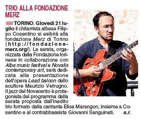 Stasera il concerto di Filippo alla Fondazione Merz