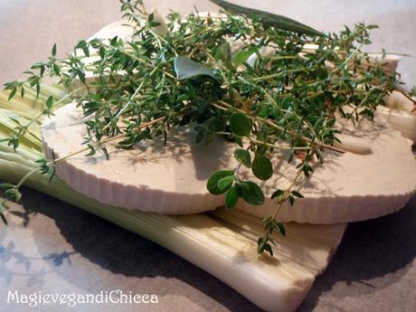 Tofu al cartoccio con porri