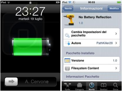 Eliminare riflesso batteria in LockScreen