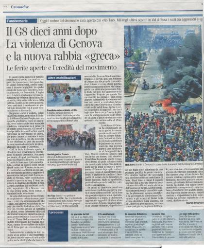 Corriere della Sera, IL G8 DIECI ANNI DOPO..., Marco Imarisio 22-07-2011