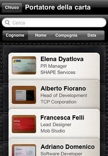 Importa informazioni da un biglietto da visita con l'app Business Card Reader