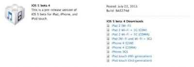 iOS 5 beta 4 disponibile al download per gli sviluppatori
