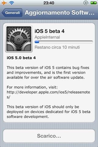 iOS 5 beta 4 disponibile al download per gli sviluppatori