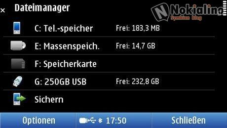 Nokia N8 collegato ad un hard disk da 250GB