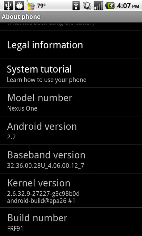 Update Nexus One: nuovo firmware (FRF91)