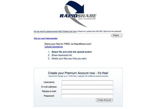 Rapidshare offre account Premium gratis?