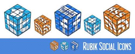 3 icone social media a forma di Cubo di Rubik