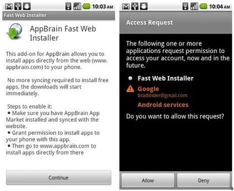 AppBrain ready to rock your Android device with Fast Web Installer