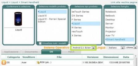 Acer Liquid: aggiornamento ufficiale ad Android 2.1
