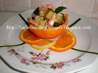 Insalatina di gamberi di Portopalo, con arance, zucchine e cipollotto fresco