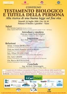 CONVEGNO “TESTAMENTO BIOLOGICO E TUTELA DELLA PERSONA: ALLA RICERCA DI UNA LEGGE BUONA”