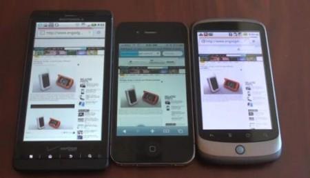 Comparazione dei browser: Motorola Droid X Vs. iPhone 4 Vs. Nexus One