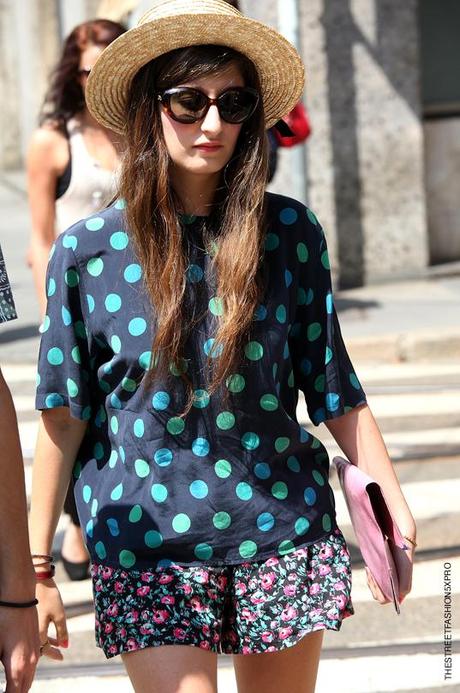 In the Street...Dots + Floral print + Stripes