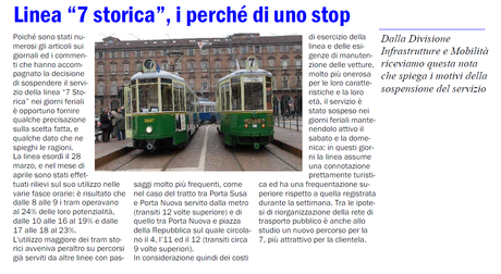 Linea 7 storica, i perché di uno stop