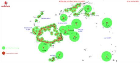 Copertura rete Vodafone alle Isole Fiji