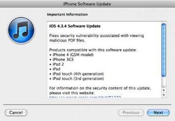Apple rilascia iOS 4.3.4