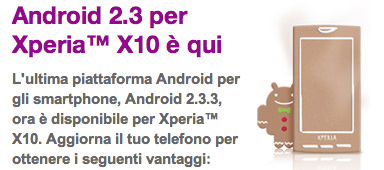 Schermata 2011 07 26 a 17.19.19 [Flash News] Android Gingerbread 2.3.3 disponibile per Xperia X10 !