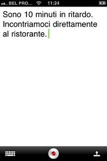 Il riconoscimento vocale con l'app Dragon Dictation vers 2.0.10.