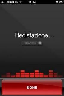 Il riconoscimento vocale con l'app Dragon Dictation vers 2.0.10.