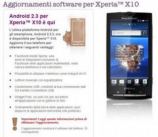 Disponibile Android 2.3.3 per Xperia X10