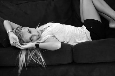 black and white on sofa