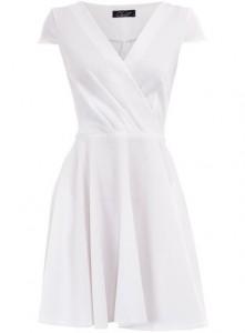 White cross front flared dress 