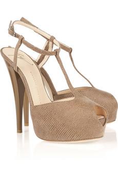 GIUSEPPE ZANOTTI Stingray-effect leather T-bar sandals