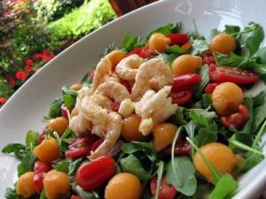 Abbronzatura alla frutta – Ricette d’estate – Insalata di Melone, Fagiolini, Rucola e Gamberetti