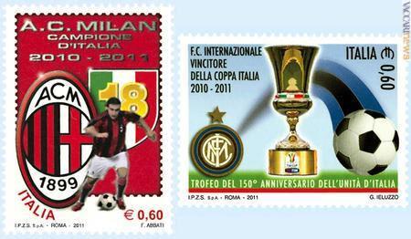 Francobolli Italia: Milan e Inter, eccoli!
