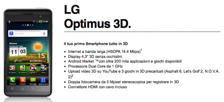 Tre | LG Optimus 3D senza anticipo con Tre Tre Ricaricabili tre LG Optimus 3D LG Abbonamenti Tre 