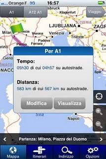 Calcola l'itinerario con l'app ViaMichelin Mobile vers 1.2.