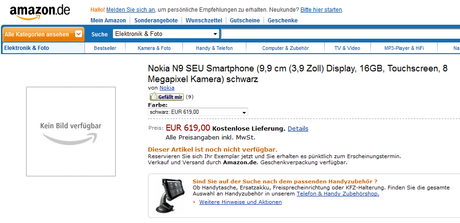 Il Nokia N9 compare su Amazon.de