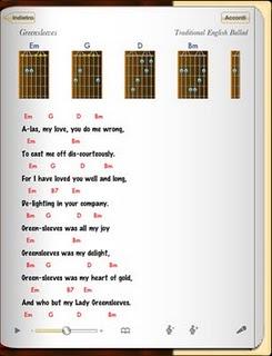 La gestione degli accordi per chitarra e testo con l'app ''Canzoniere''.