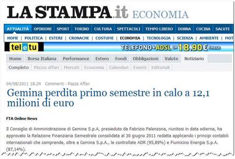 Fabrizio Palenzona (Gemina): perdita primo semestre in calo a 12,1 milioni di euro
