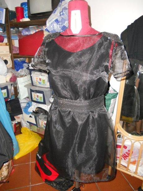 Work in progress -little black dress, paillettes & organza