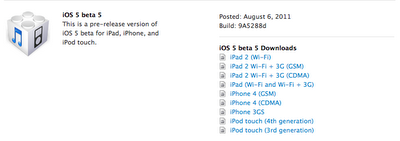 Apple rilascia l'iOS 5 BETA 5