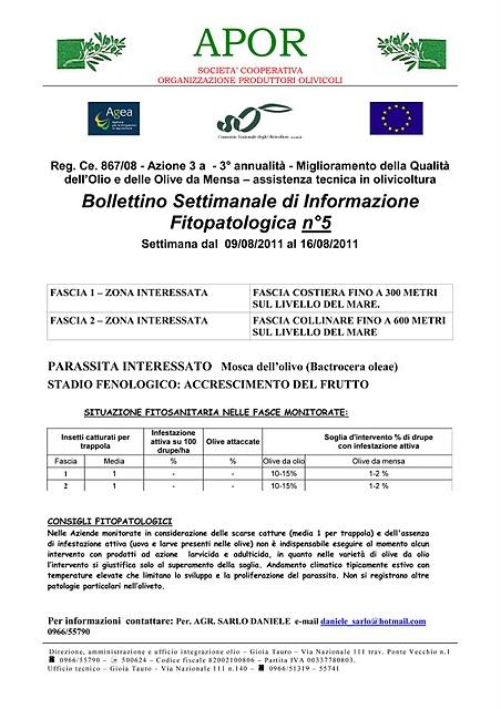 APOR Informa: Bollettino settimanale di informazione fitopatologica (n. 5)