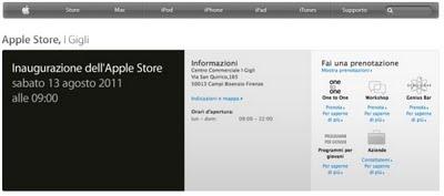 Sabato 13 agosto inaugurazione Apple Store I Gigli