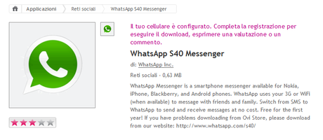 WhatsApp S40 Messenger ora su Ovi Store