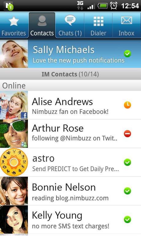  Nimbuzz per Android si aggiorna ed introduce le notifiche push