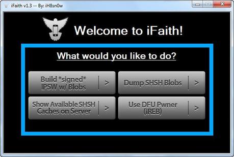 iFaith v1.3 per Windows : Salvare certificato SHSH iPhone, iPod Touch, iPad